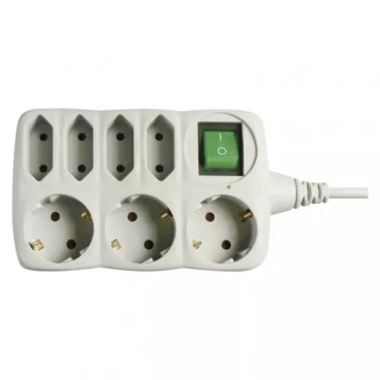 Power Strip SCHUKO with switch – 4+3 sockets, 1,5m Power Strip SCHUKO with switch – 4+3 sockets, 1,5m