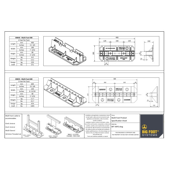 Αντικραδασμικό πέλμα για MULTI-FOOT 400, BBJ