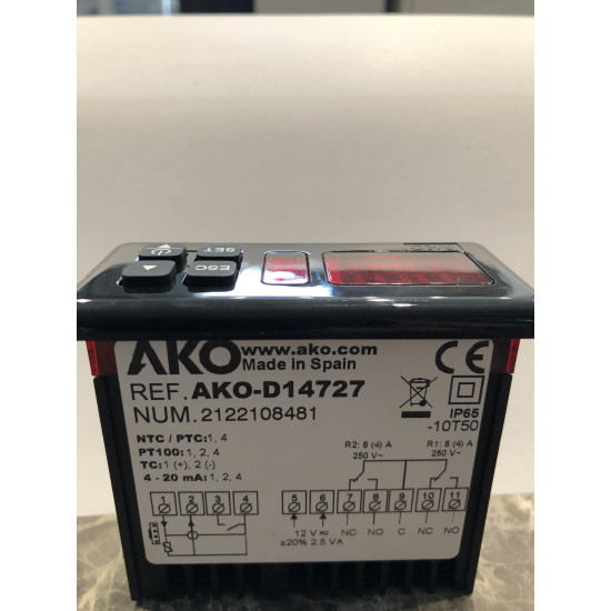 Temperature controller ΑΚΟ-14721 Range from -50.0ºC to +600ºC, 2 relays, panel mounting "AKO" Temperature controller ΑΚΟ-14721 Range from -50.0ºC to +600ºC, 2 relays, panel mounting "AKO"
