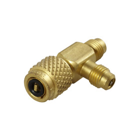 AVT45 1/4" SAE Male x 1/4" SAE Female Knurl x 1/4" SAE Male Brass "T" Adapter CPS USA