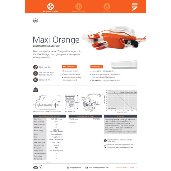 ΑΝΤΛΙΑ ΑΠΟΡΡΙΨΗΣ Κit "MAXI ORANGE", ASPEN