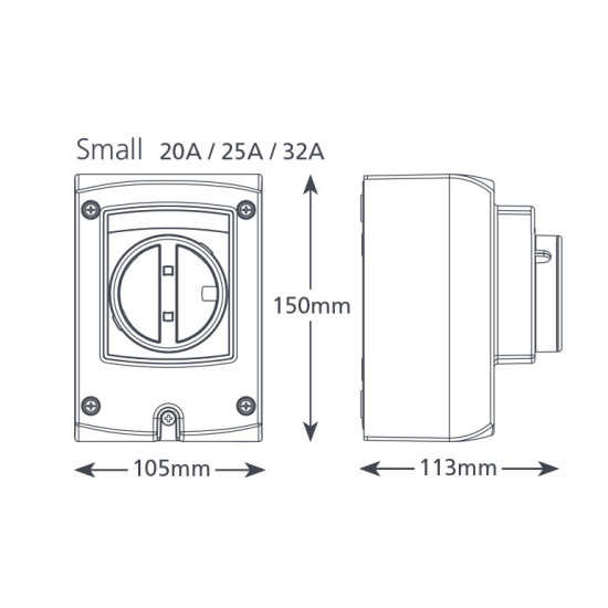 ΔΙΑΚΟΠΤΗΣ On-Off, 32Α, 230v, 3πολικός, 11Kw, στεγανότητος IP66, Xtra ASPEN