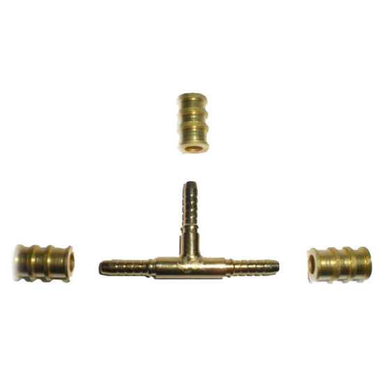TEE CRIMPING BRASS (3 MALE port) 3/8" 5mm, "ACRTOOLS"