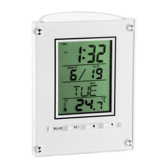 Digital alarm clock with pen pot, white   