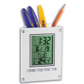 Digital alarm clock with pen pot, white   