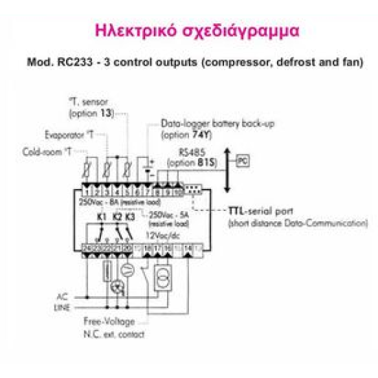 Controller RC194-98L,negative temp.,with 2 probes,12 --> 220v,ACRTOOLS...