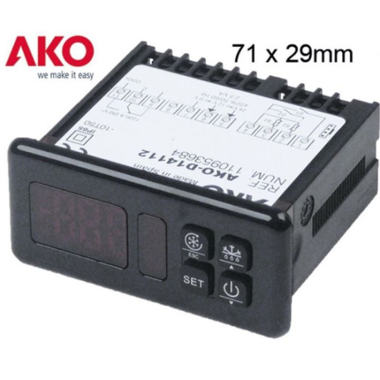 Temperature controller ,D14112,-50 / +150ºC,12-24V,off cycle defrost,decimal point,AKO ...
