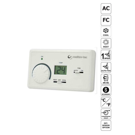 TED-24-SUPER Surface-mount mechanical thermostat, 24VAC, with up to 2 stages of Cool and 2 stages of Heat TED-24-SUPER Surface-mount mechanical thermostat, 24VAC, with up to 2 stages of Cool and 2 stages of Heat