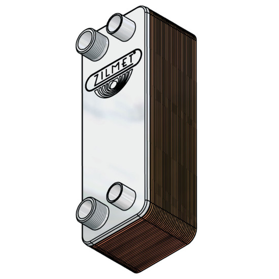 Heat Exchanger ZC250*26P, suitable also with R410a, 22.4mm OD-1"NPT, 6.4ΚW, "ZILMET" Heat Exchanger ZC250*26P, suitable also with R410a, 22.4mm OD-1"NPT, 6.4ΚW, "ZILMET"