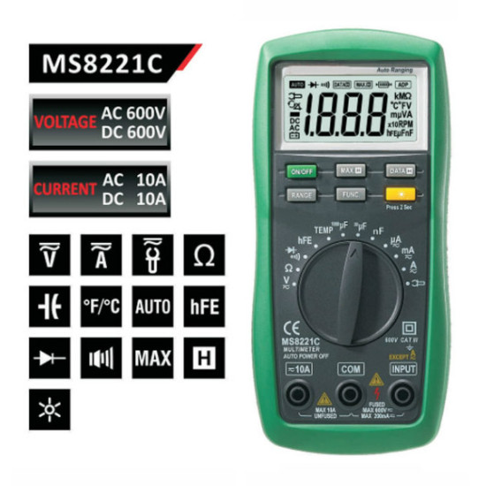 ΠΟΛΥΜΕΤΡΟ ΗΛΕΚΤΡΟΝΙΚΟ ACR8221C-ΘΕΡΜΟΜΕΤΡΟ, ACRTOOLS ΠΟΛΥΜΕΤΡΟ ΗΛΕΚΤΡΟΝΙΚΟ ACR8221C-ΘΕΡΜΟΜΕΤΡΟ, ACRTOOLS