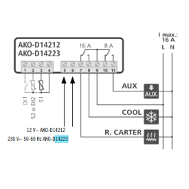 Milk controller,D14223MT,-50/+150ºC,230V,with 2 relays,AKO...